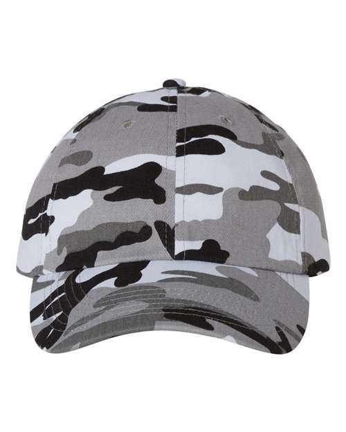 Valucap Bio-Washed Classic Dad Hat - Grey Camo Front