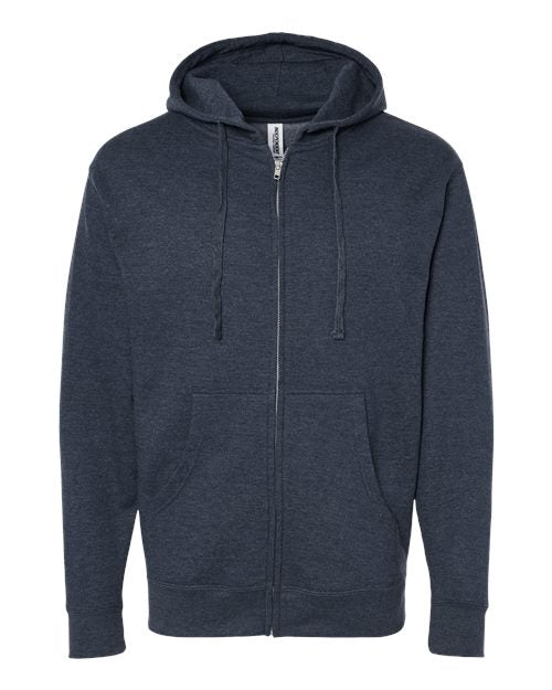 Independent Trading Co. Unisex Midweight Full-Zip Hooded Sweatshirt - Classic Navy Heather Front