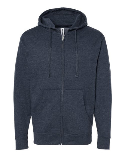 Independent Trading Co. Unisex Midweight Full-Zip Hooded Sweatshirt - Classic Navy Heather Front