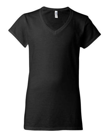 Women's Softstyle® V-Neck T-Shirt - Black Front