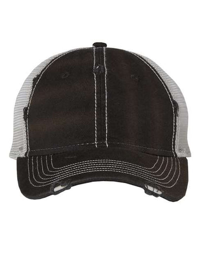 Valucap Bounty Dirty-Washed Mesh-Back Cap - Black/ Silver Front