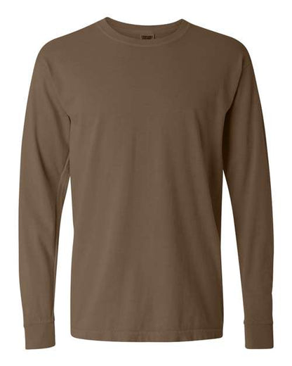 Comfort Colors Unisex Garment-Dyed Heavyweight Long Sleeve T-Shirt - Brown Front