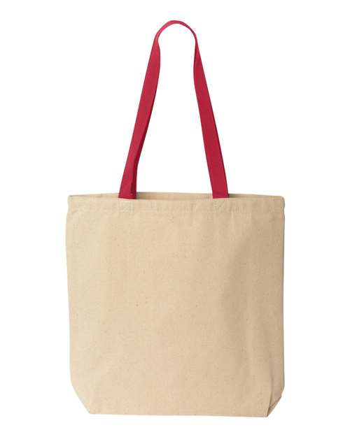 Liberty Bags Natural Tote with Contrast-Color Handles - Natural/ Red Front