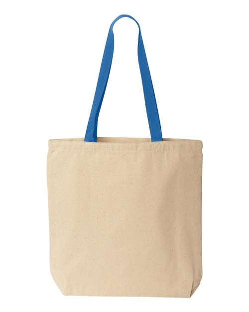 Liberty Bags Natural Tote with Contrast-Color Handles - Natural/ Royal Front