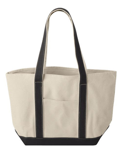 Liberty Bags Windward Large Cotton Canvas Classic Resort Tote - Natural/ Black Front