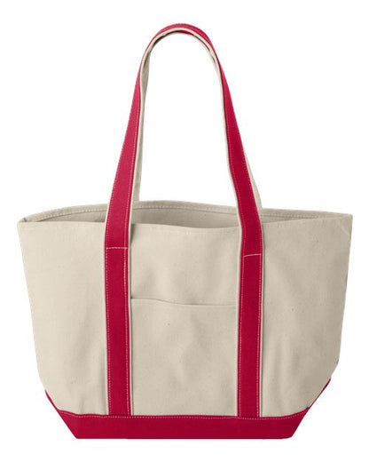 Liberty Bags Windward Large Cotton Canvas Classic Resort Tote - Natural/ Red Front
