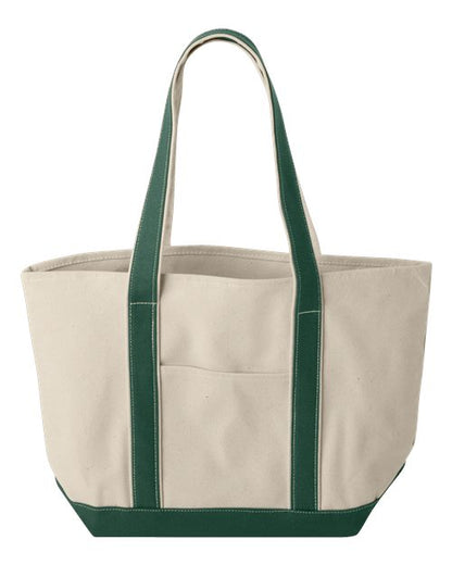 Liberty Bags Windward Large Cotton Canvas Classic Resort Tote - Natural/ Forest Front