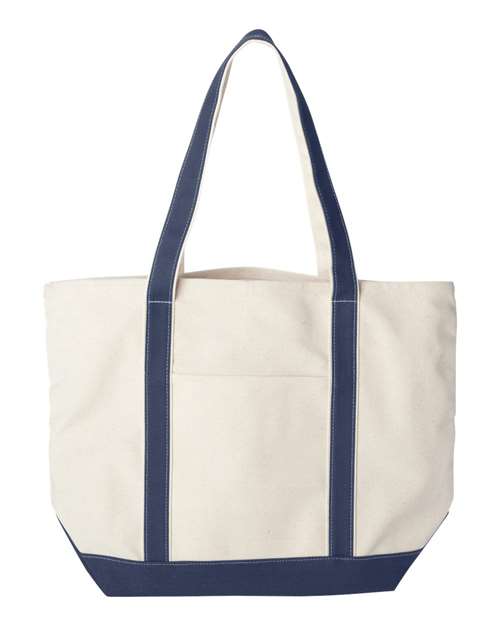Liberty Bags Carmel Classic XL Cotton Canvas Resort Tote - Natural/ Navy Front