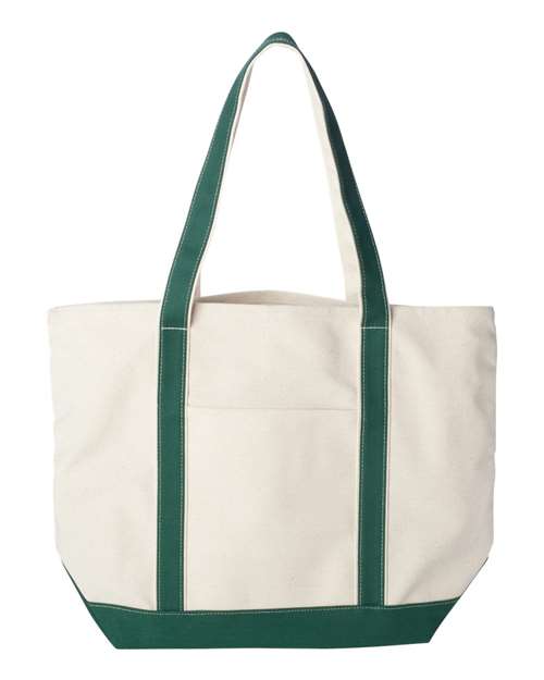 Liberty Bags Carmel Classic XL Cotton Canvas Resort Tote - Natural/ Forest Front