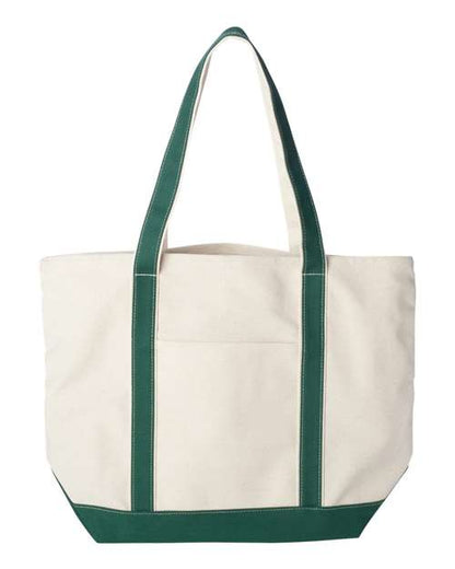 Liberty Bags Carmel Classic XL Cotton Canvas Resort Tote - Natural/ Forest Front