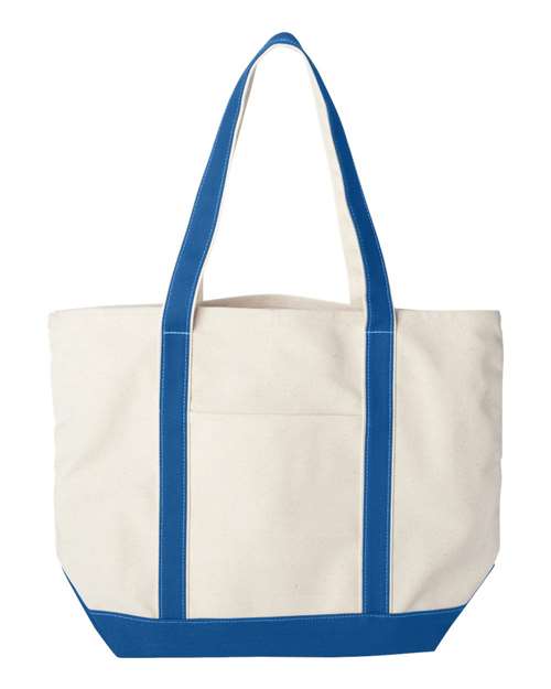 Liberty Bags Carmel Classic XL Cotton Canvas Resort Tote - Natural/ Royal Front