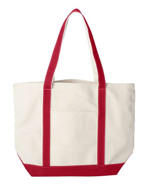 Liberty Bags Carmel Classic XL Cotton Canvas Resort Tote - Natural/ Red Front