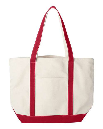 Liberty Bags Carmel Classic XL Cotton Canvas Resort Tote - Natural/ Red Front