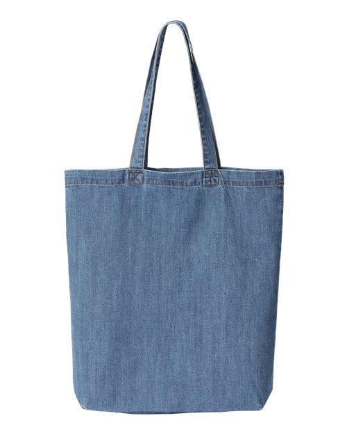Liberty Bags Cotton Denim Gusseted Tote Bag - Light Blue Denim Front