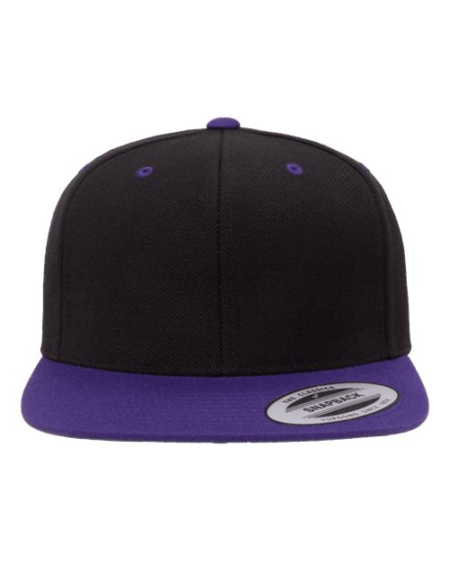YP Classics Premium Flat Bill Snapback Cap - Black/ Purple Front