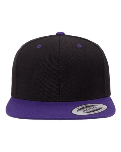 YP Classics Premium Flat Bill Snapback Cap - Black/ Purple Front