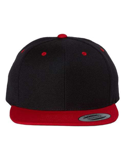 YP Classics Premium Flat Bill Snapback Cap - Black/ Red Front