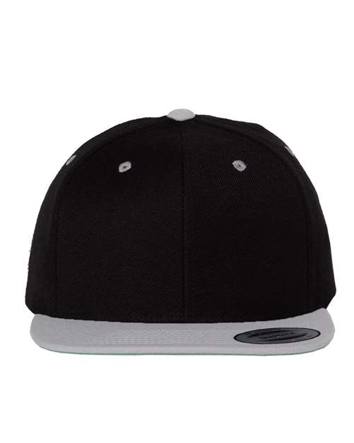 YP Classics Premium Flat Bill Snapback Cap - Black/ Silver Front