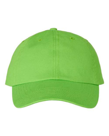 Valucap Bio-Washed Classic Dad Hat - Neon Green Front