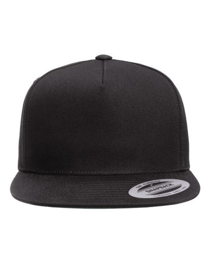 YP Classics Five-Panel Cotton Twill Snapback Cap - Black Front