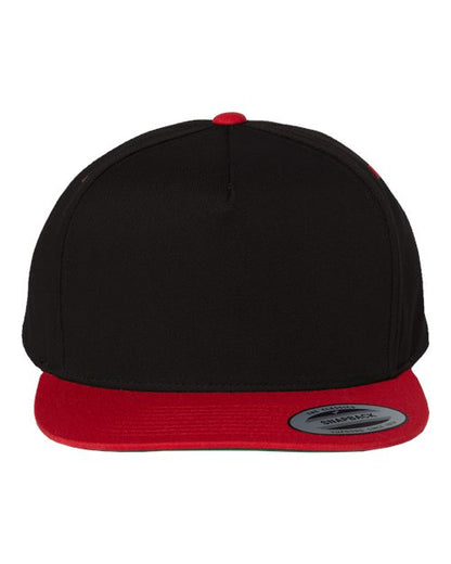 YP Classics Five-Panel Cotton Twill Snapback Cap - Black/ Red Front