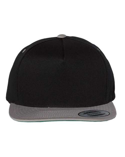 YP Classics Five-Panel Cotton Twill Snapback Cap - Black/ Grey Front