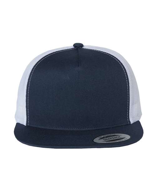 YP Classics Classic Five-Panel Trucker Cap - Navy/ White Front