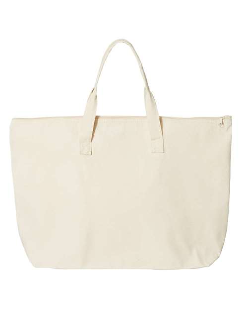Liberty Bags Tote with Top Zippered Closure - Natural Front
