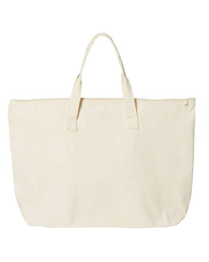 Liberty Bags Tote with Top Zippered Closure - Natural Front