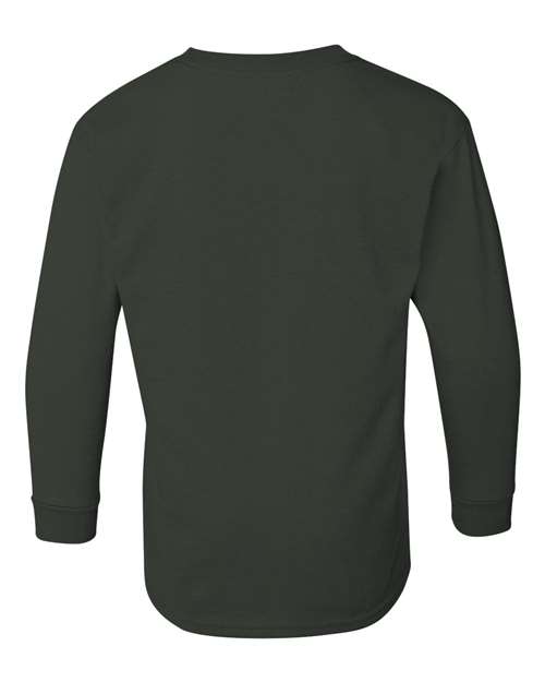 Youth Heavy Cotton™ Long Sleeve T-Shirt - Forest Green Back
