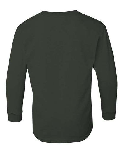 Youth Heavy Cotton™ Long Sleeve T-Shirt - Forest Green Back