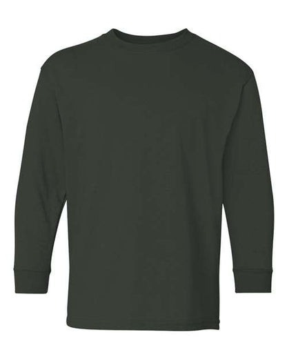 Youth Heavy Cotton™ Long Sleeve T-Shirt - Forest Green Front