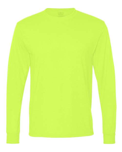 JERZEES Unisex Dri-Power® Performance Long Sleeve T-Shirt - Safety Green Front
