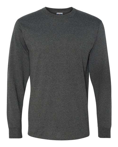 JERZEES Unisex Dri-Power® Long Sleeve 50/50 T-Shirt - Black Heather Front