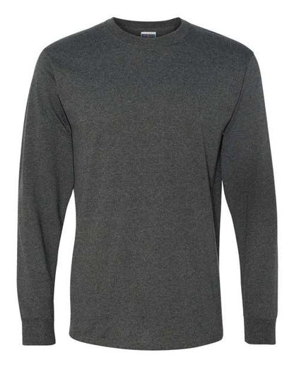 JERZEES Unisex Dri-Power® Long Sleeve 50/50 T-Shirt - Black Heather Front