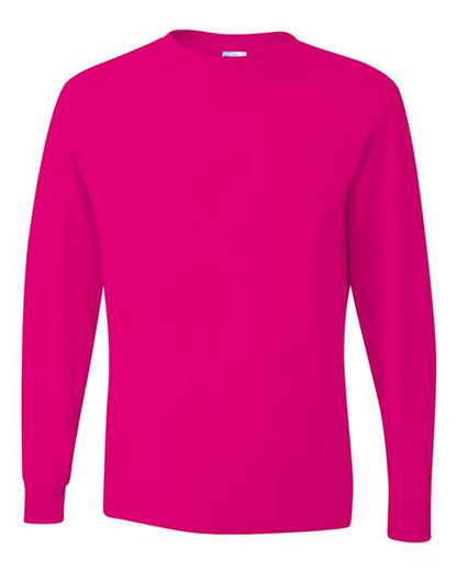 JERZEES Unisex Dri-Power® Long Sleeve 50/50 T-Shirt - Cyber Pink Front