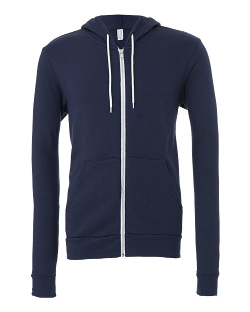 BELLA + CANVAS Unisex Sponge Fleece Full-Zip Hoodie Sweatshirt - Navy Front