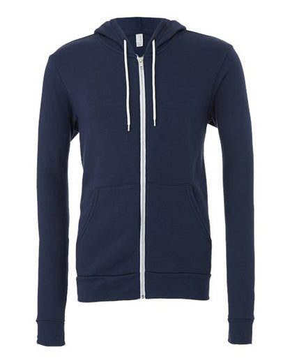 BELLA + CANVAS Unisex Sponge Fleece Full-Zip Hoodie Sweatshirt - Navy Front