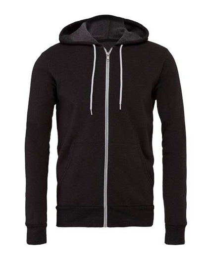 BELLA + CANVAS Unisex Sponge Fleece Full-Zip Hoodie Sweatshirt - Dark Grey Heather Front