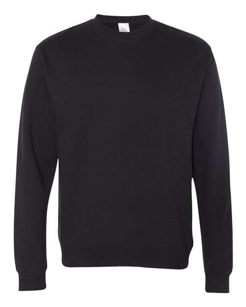 Independent Trading Co. Unisex Midweight Crewneck Sweatshirt - Black Front