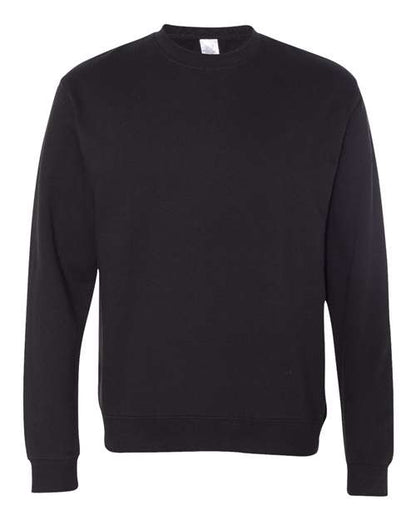 Independent Trading Co. Unisex Midweight Crewneck Sweatshirt - Black Front