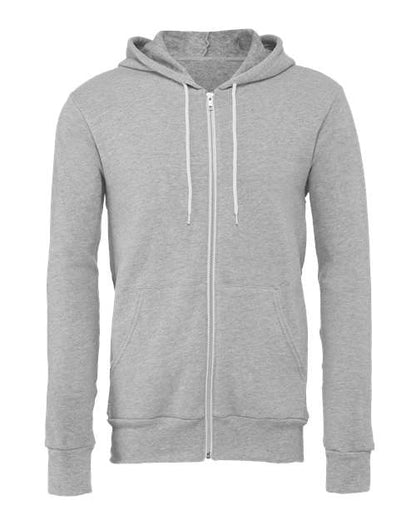 BELLA + CANVAS Unisex Sponge Fleece Full-Zip Hoodie Sweatshirt - Athletic Heather Front