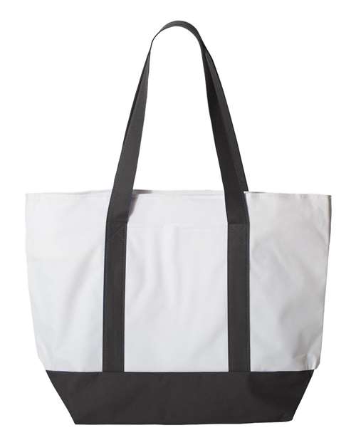 Liberty Bags Bay View Giant Zippered Tote - White/ Black Front