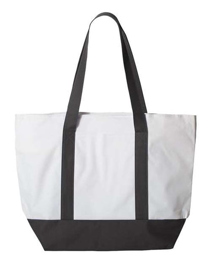 Liberty Bags Bay View Giant Zippered Tote - White/ Black Front