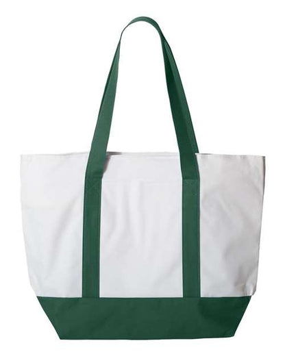 Liberty Bags Bay View Giant Zippered Tote - White/ Forest Front