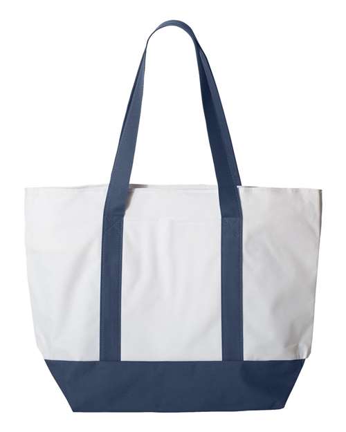 Liberty Bags Bay View Giant Zippered Tote - White/ Navy Front