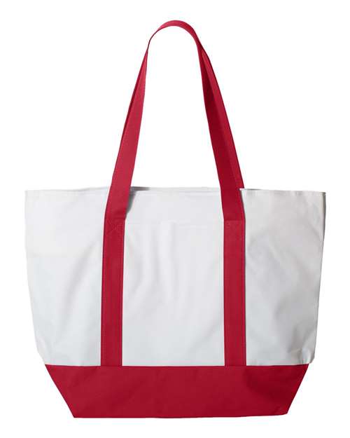 Liberty Bags Bay View Giant Zippered Tote - White/ Red Front