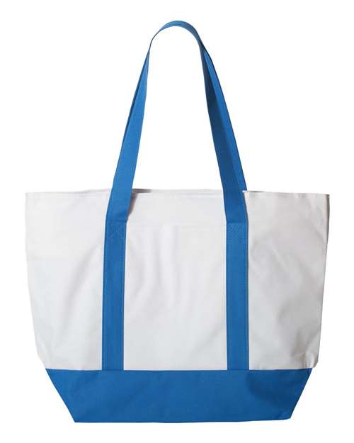 Liberty Bags Bay View Giant Zippered Tote - White/ Royal Front