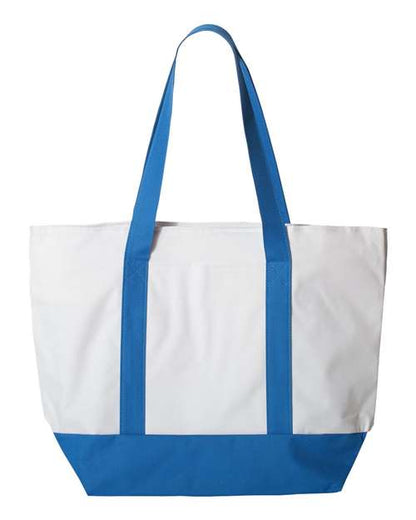 Liberty Bags Bay View Giant Zippered Tote - White/ Royal Front