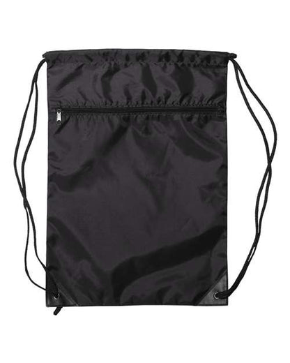 Liberty Bags Zippered Drawstring Backpack - Black Front
